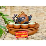  Bộ ấm chén Tử Sa Bát Tràng đắp nổi cao cấp 350ml 