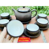  Bộ ấm chén gốm sứ Bát Tràng cao cấp hạo tiết in chìm 
