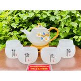  Tuyệt Phẩm Bộ ấm chén đá hoa nổi -Bảo Khánh 