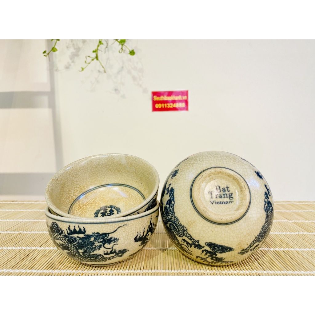  Bộ 10 bát men rạn họa tiết rồng xuất xứ Bát Tràng 