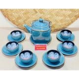  Bộ ấm chén Pha Trà đẹp men Hỏa Biến cao cấp chính hãng Bát Tràng 350ml 
