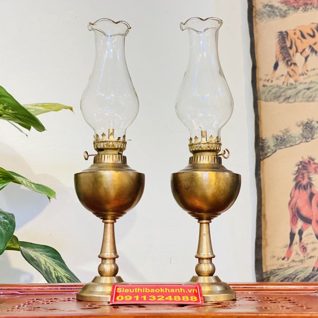  Đèn dầu Đồng phong thủy cao cấp 25cm 