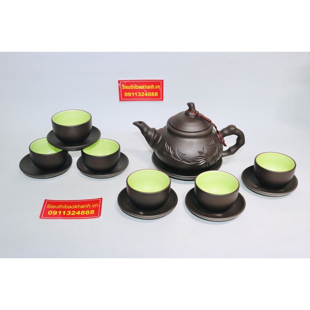  Bộ ấm chén tử sa lòng xanh Bát Tràng 