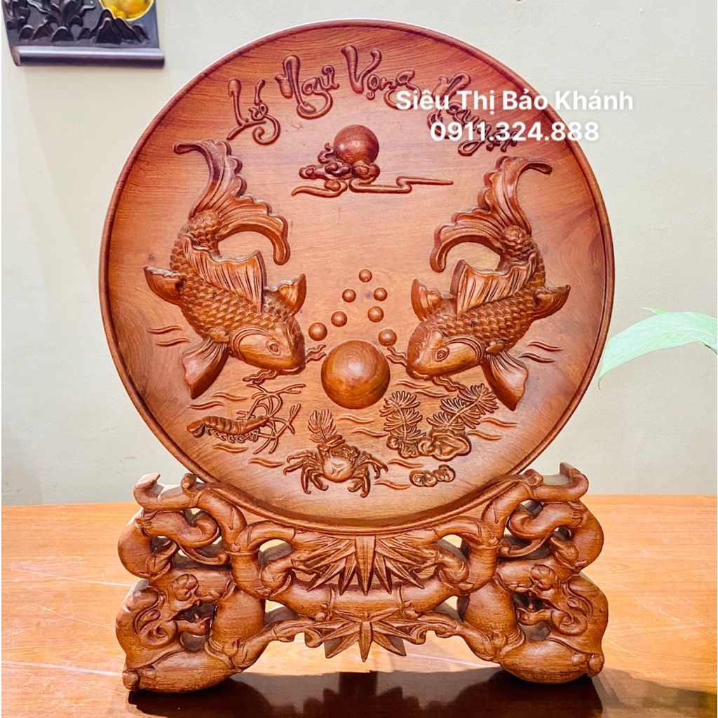  Đĩa cảnh Lý Ngư Vọng Nguyệt 