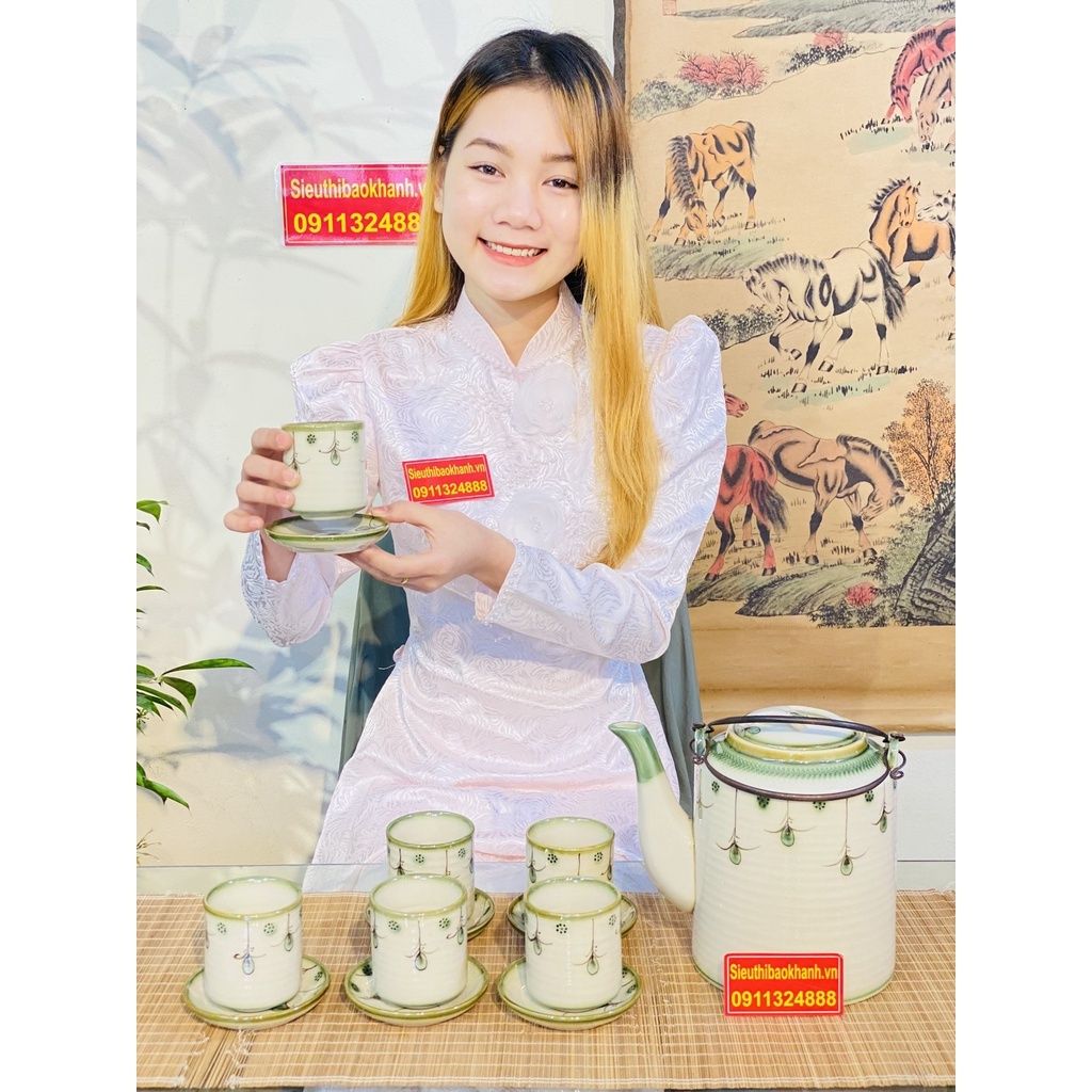  [BÁT TRÀNG CHÍNH HÃNG]-Bộ tích men màu cao cấp 1,5l 