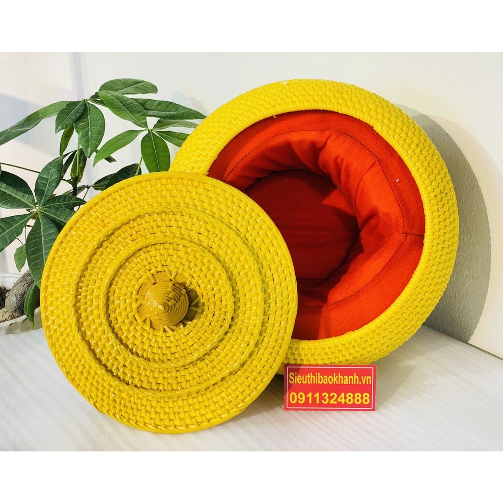  GIÀNH Ủ TÍCH NHỰA GIẢ MÂY TRE ĐAN 25CM-MỸ NGHỆ BẢO KHÁNH 