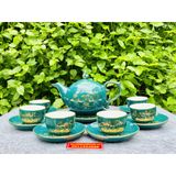  Bộ ấm chén xanh vẽ sen vàng 