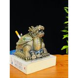  Gạt tàn đồng họa tiết cổ trạm trổ rồng loại 15cm 