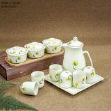  Bộ ấm men cao cấp họa tiết hoa 