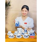  Bộ ấm chén trúc lâm thất hiền viền vàng 