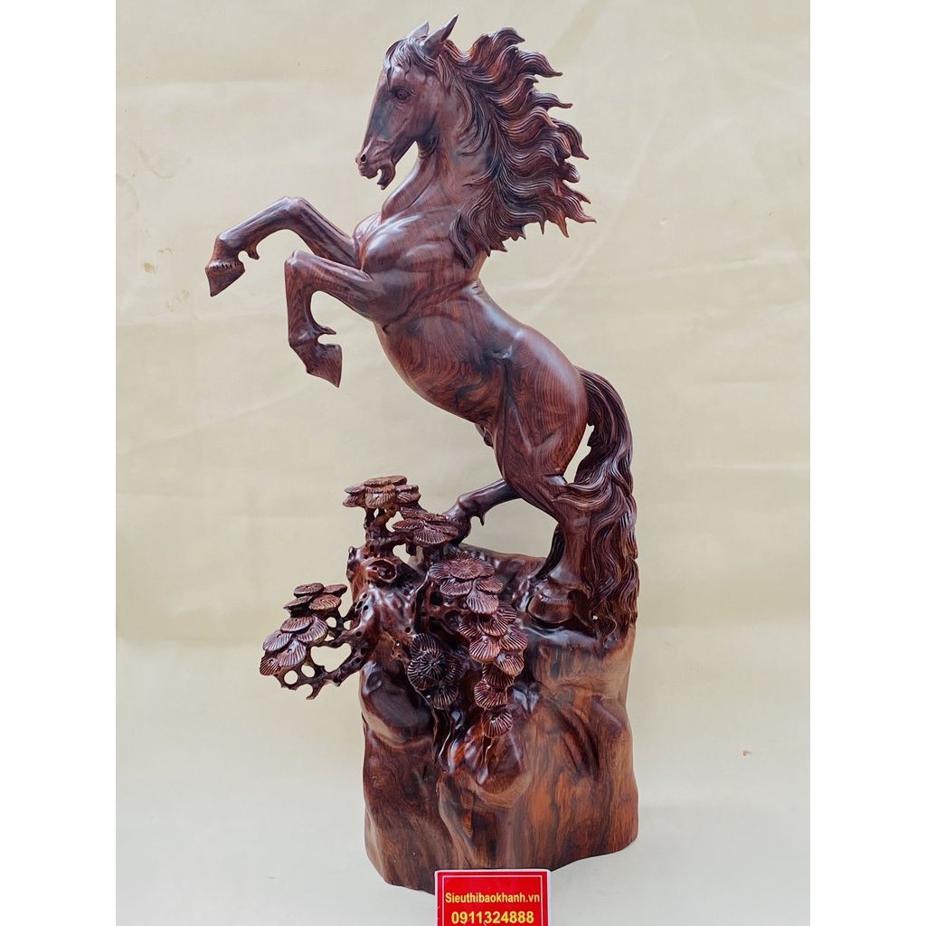  Tượng gỗ Nhất Mã Phi Thiên Gỗ Chun Sụn Cẩm-Bảo Khánh Việt Nam 62cm 