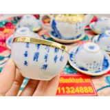  Bộ ấm chén Trúc Lâm Thất Hiền bọc đồng (loại 300ml) 