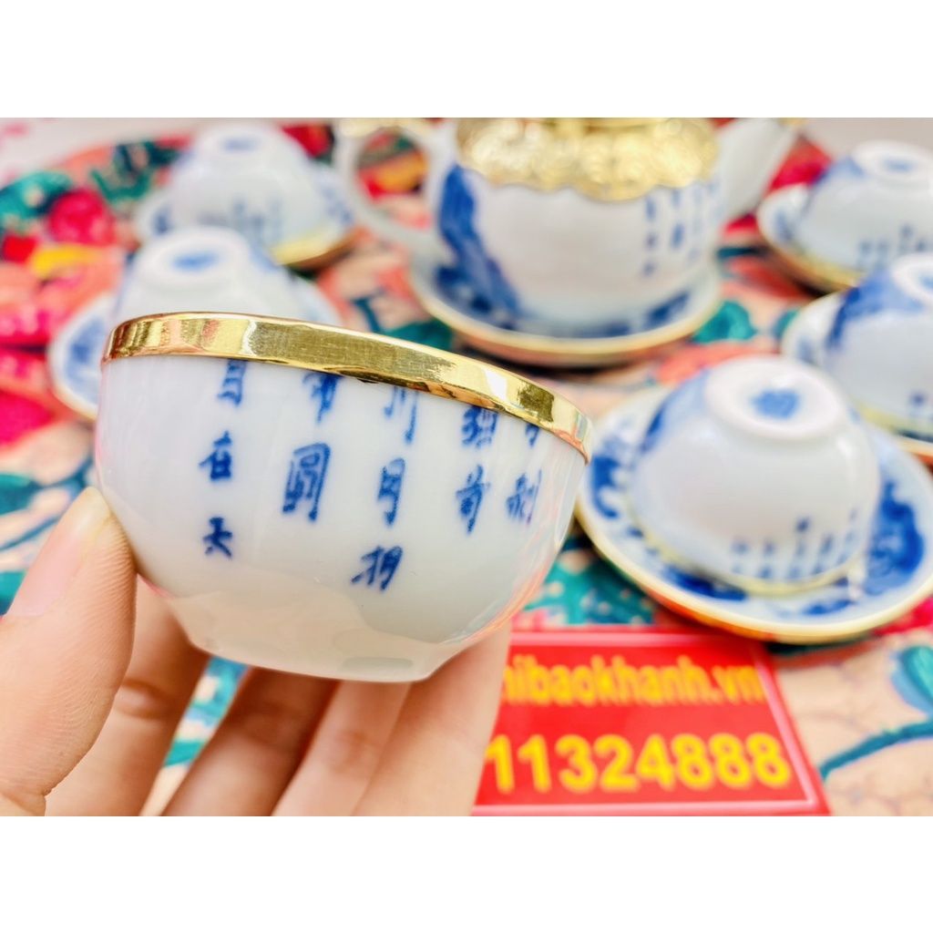  Bộ ấm chén Trúc Lâm Thất Hiền bọc đồng (loại 300ml) 