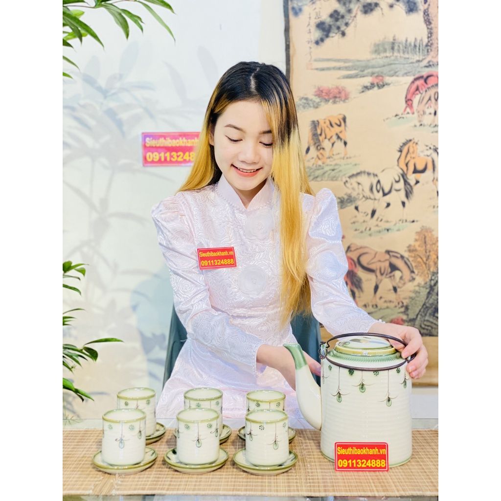  [BÁT TRÀNG CHÍNH HÃNG]-Bộ tích men màu cao cấp 1,5l 