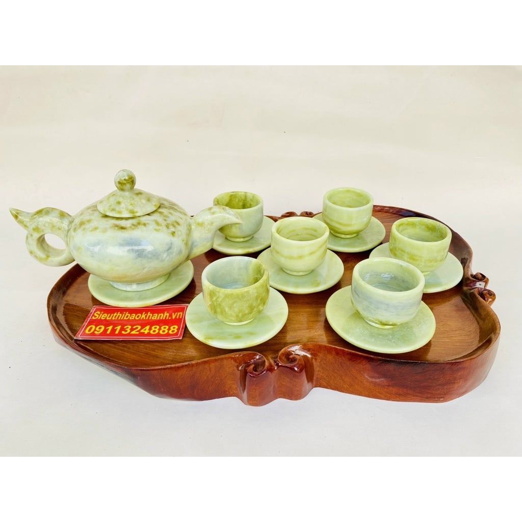  Bộ ấm chén đá màu xanh 