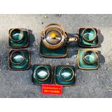  [Bộ Ấm Chén Bảo Khánh]- Bộ Ấm Chén Men Hỏa Miến 