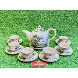  Bộ ấm chén họa tiết vẽ vàng cây tùng 