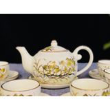  Bộ ấm chén cao cấp họa tiết hoa sen vàng 