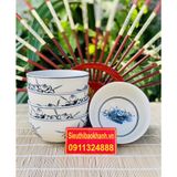 Bộ 10 bát men trắng vẽ sen 