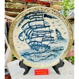  Đĩa Trưng Bày Men Dạ Bọc Đồng Họa Tiết Thuận Buồm Xuôi Gió 