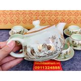  Bộ âm trà men ngọc trúc lâm thất hiền bát tràng vẽ vàng BKCEVN-8026 