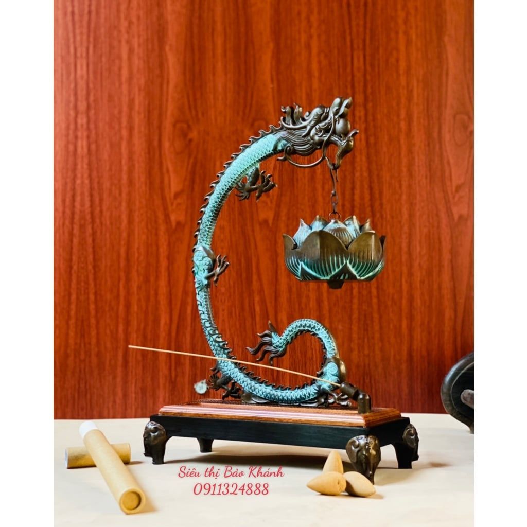  Lư hương,xông trầm thờ cúng chất liệu đồng cao cấp 30cm 