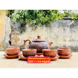  Ấm trà⚡️BÁT TRÀNG⚡️Bộ ấm chén tử sa đắp nổi 350ml-Bát Tràng Bảo Khánh 