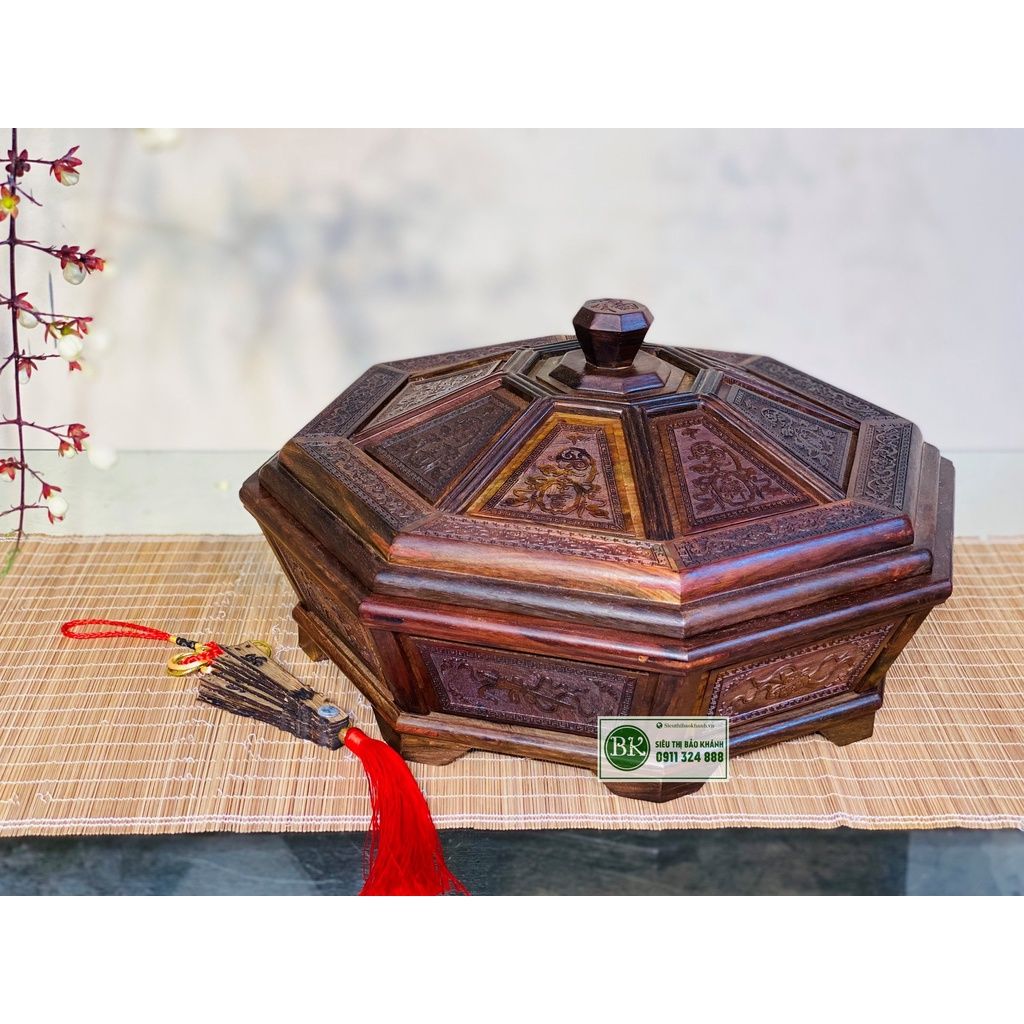  [ĐỒ DÙNG NGÀY TẾT]-Khay đựng bánh kẹo bằng gỗ quý thiết kế cao cấp 34cm-Siêu thị Bảo Khánh 