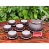  Nghệ thuật gốm sứ Bát Tràng ấm chén tử sa hạo tiết hoa năm cánh _ấm chén Bảo Khánh 