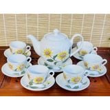  Bộ ấm  chén Bát Trangf họa tiết hoa hướng dương 