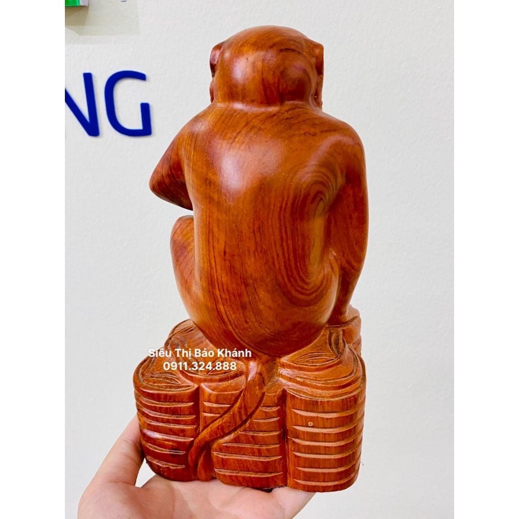  Tượng khỉ  gỗ  hương tài lộc cao 18 cm 