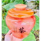  Hũ đựng chè đá ngọc màu đỏ họa tiết chữ 