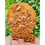  Đĩa sen cá uyên ương phong thủy   -Đồ gỗ Bảo Khánh 