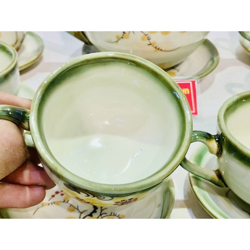  Bộ ấm chén họa tiết hoa mai vàng dung tích 850ml 