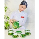  Bộ ấm chén xanh họa tiết công đào phú quý 