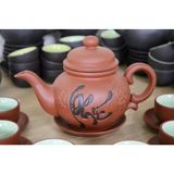  Bộ ấm chén tử sa Bát Tràng  họa tiết chữ Phúc-Siêu thị Bảo Khánh 