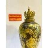  Đèn dầu đồng trạm trổ rồng 