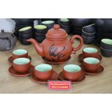  Bộ ấm chén tử sa Bát Tràng  họa tiết chữ Phúc-Siêu thị Bảo Khánh 