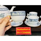  Bộ ấm chén Bát Tràng cao cấp,Bền,Đẹp,chính hãng 350ml 