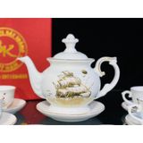  Bộ ấm chén,ấm trà Bát Tràng họa tiết Thuận Buồm Xuôi Gió 350ml 