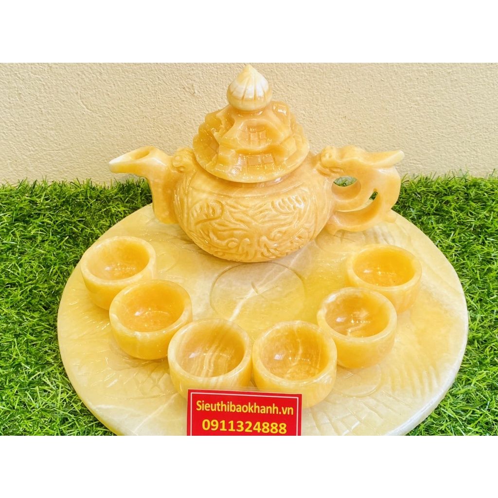  Ấm chén đá ngọc Hoàng Long cao cấp 250ml -Ấm chén Bảo Khánh 