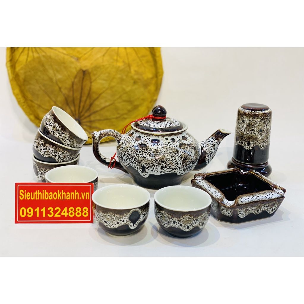  Bộ ấm trà Bát Tràng men hoả biến BKCE-000810VN-0001 
