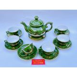  Bộ ấm chén phú quý rêu dẹt rêu sơn thủy vàng kim 