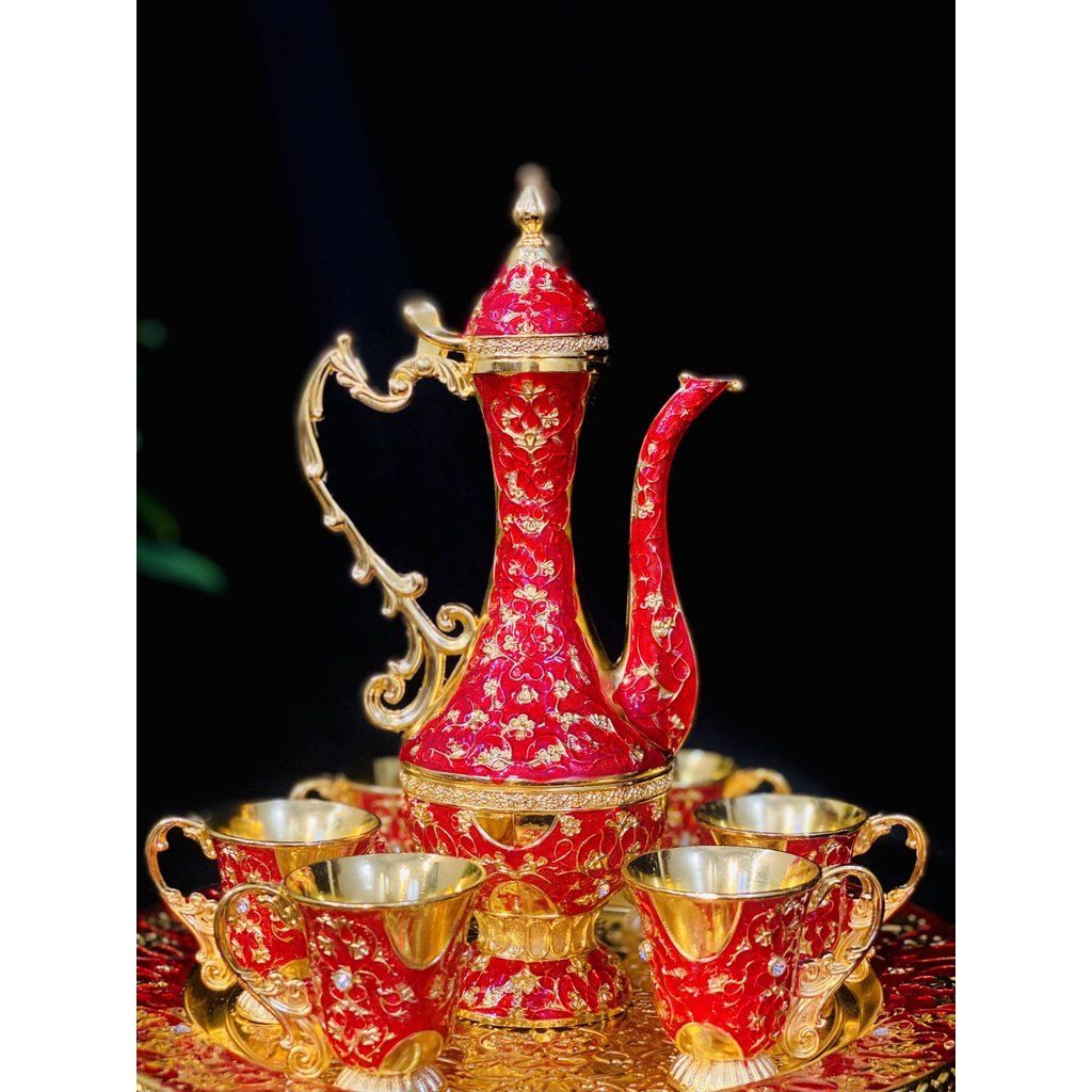  [QUÀ TẾT]-Bộ Ấm Chén Đồng Cao Cấp Dáng Hoàng Gia-Bảo Khánh Việt Nam 750ml 