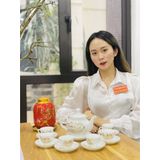  Bộ ấm chén men ngọc hoa sen 