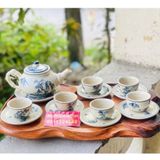  Bộ ấm chén men rạn vẽ Sơn Thủy Bát Tràng cao cấp 350ml 