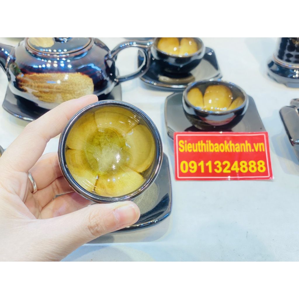  Bộ ấm chén,ấm trà tử sa Bát Tràng cao cấp kèm phụ kiện 350ml 