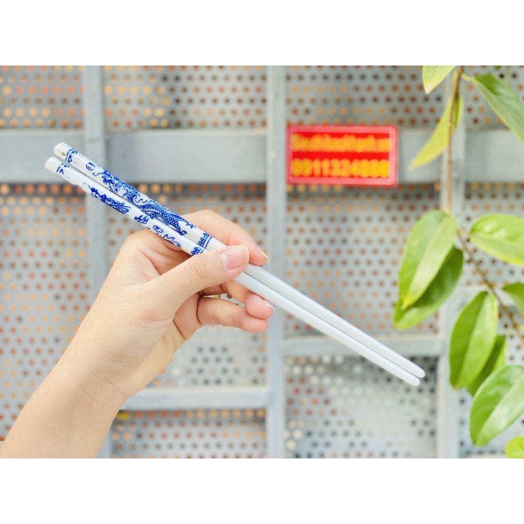  Đồ thờ cúng - Bộ đũa gốm men lam cao cấp - mỹ nghệ bảo khánh 