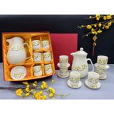  Bộ ấm men cao cấp họa tiết hoa 
