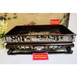 [NGHỆ THUẬT TRÀ ĐẠO]-Khay Trà Gụ Chân Quỳ Khảm Trai 34cm-Mỹ Nghệ Bảo Khánh 